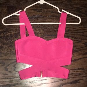 Hot pink bandage crop top